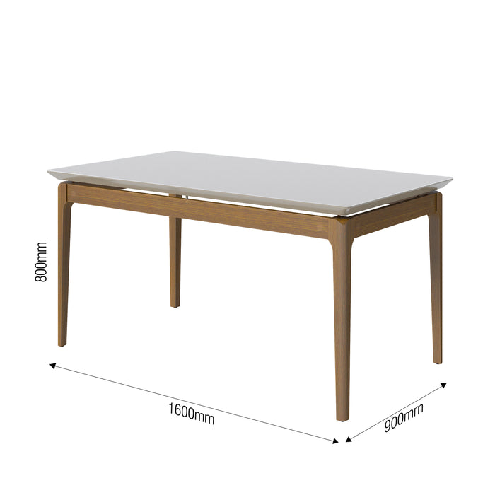 TABLE A MANGER MESA WIND 1.6 C/VIDRO RETANGULAR OFF WHITE NATURE 615